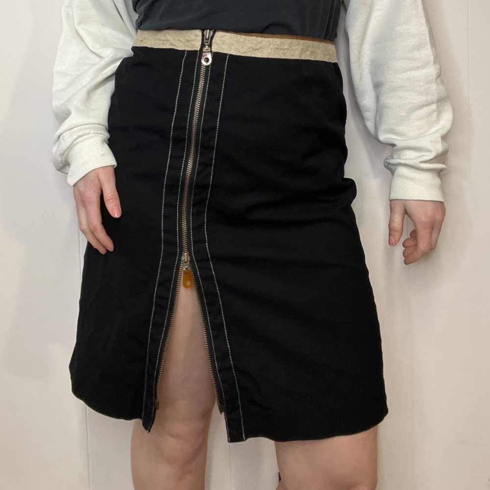 Spanner Zip Front Cotton Skirt Size 10 Retro Style